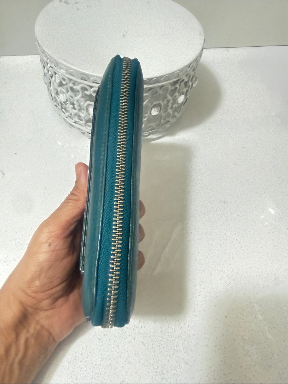 Coach Leather Zip Wallet in Teal - Picture 7 of 10